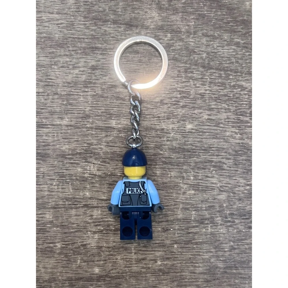 Lego City Prison Guard Mini Figure Keychain Keyring Bag Charm Loose Used